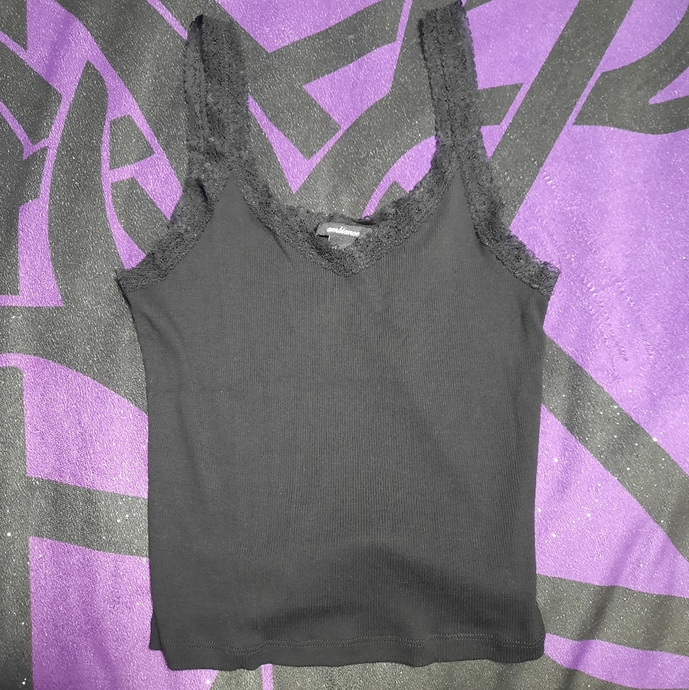 3/15$ Ambiance Black Lace-Trim Camisole